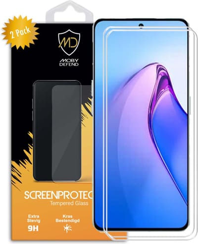 2-Pack MobyDefend Screenprotectors - Geschikt voor Oppo Reno8 Pro - Case-Friendly Screensaver - Gehard Glas