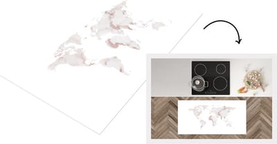 Keukenloper - Loper keuken - Wereldkaart - Marmer - Roségoud - 120x60 cm - Keukenloper vinyl