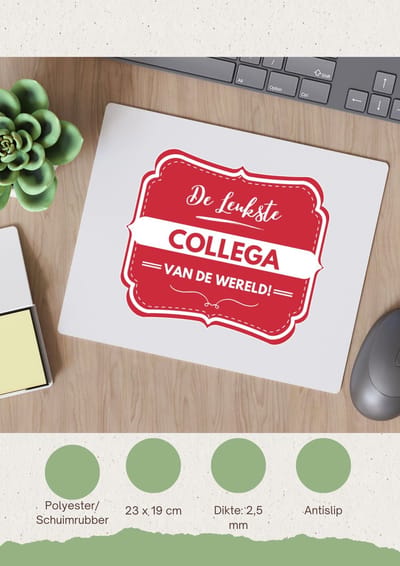 Akyol - de leukste collega van de wereld Muismat - Collega - iemand die een collega is - beste ooit - werk - collega - verjaardagscadeau - kado - gift - geschenk - afscheidscadeau - welkomscadeau - verrassing - 23 bij 19 cm