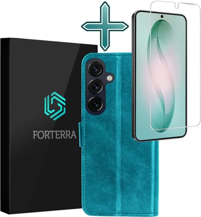 Hoesje Met Screenprotector - Geschikt voor Samsung Galaxy S26 - Luxe Pasjeshouder - Flipcase - Bookcase Portemonee - Flip Case - Kunstleer Book Case - Book Cover - Walletcase - Portemonneehoes - Turquoise