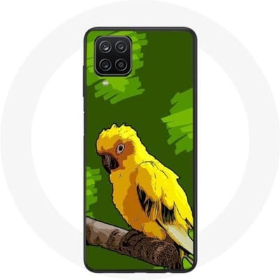 Hoesje - Samsung - Galaxy A12 - Flexibel - Geel - Parkieten geel