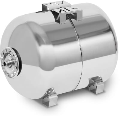 EBERTH Expansievat 100 l, 6 bar, drukvat, drukverhogingsinstallatie, tank, waterreservoir, 1" aansluiting voor huiswaterinstallatie, bronpomp, roestvrij staal, booster, horizontaal, wanddikte 1,2 mm