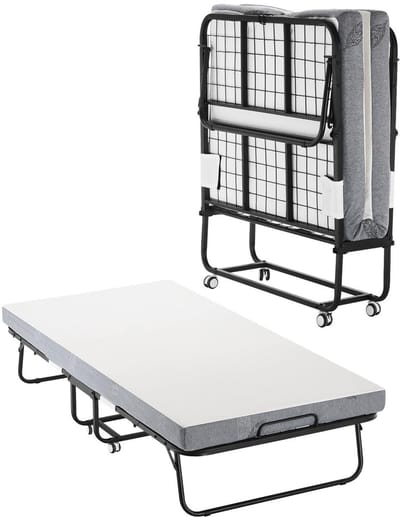 Opklapbed met Matras - Gastenbed Klapbed - Tijdelijk Slapen - Stevig Metalen Frame - Twin Maat 97x193cm - Metaal