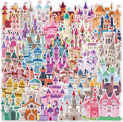 Stickers Set met Kastelen & Paleizen - 42 stuks 5x6CM - Decoratie voor kinderkamer, laptop, deur etc. - Prinsessen/kinderen