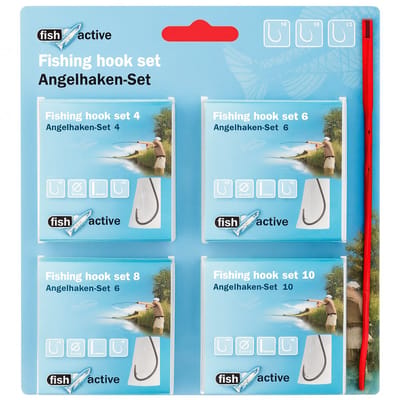 Fish Active Vishaak Set – 4 Maten (4/6/8/10) – 40 Haken Totaal – Verschillende Diameters & Lengtes – Fishing Hook Set