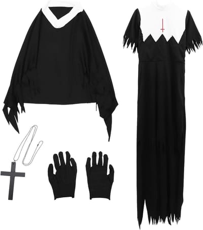 Engelachtige Non Kostuum voor Volwassenen - Griezelige Halloween Outfit voor Feestjes en Vampier Thema's
