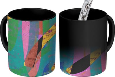 Magische Mok - Foto op Warmte Mokken - Koffiemok - Abstract - Kleuren - Roze - Groen - Kunst - Magic Mok - Beker - 350 ML - Theemok