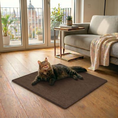 FLOORDIREKT Sisal Krabdeken - Ketting - Vervuilingsvrij & Bestendige Krabmat - Donkerbruin - 50 x 50 cm