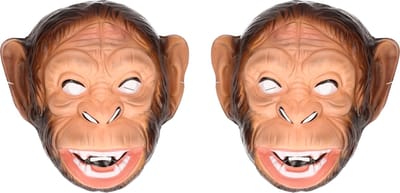 Funny Fashion apen/aap/chimpansee dieren verkleed masker - Set van 4x stuks - plastic - voor volwassenen