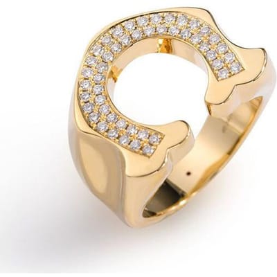 Een Lichtgewicht en Luxueus Design voor Een Veelzijdige Hoefijzersluiting Ring met Een Irreguliere Damesring Ingelegd met Zirkonia No. 7 beige