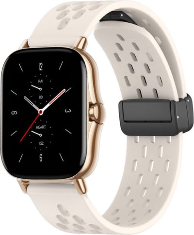 Siliconen bandje - geschikt voor Amazfit GTS / GTS 2(E) / GTS 2 Mini / GTS 3 / 4 (Mini) / Bip (S) / Bip U (Pro) / Bip Lite / Bip 3 (Pro) / GTR 42 mm / Pop (Pro) / Active (2) - gebroken wit