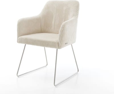 Gestoffeerde-stoel Greg-Flex slipframe roestvrij staal koord beige pocketveer kern