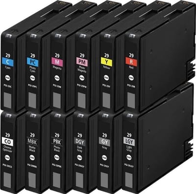 PGI-29 Zwart + Alle Kleuren Set - Huismerk inktcartridge compatible met Canon PIXMA PRO 1