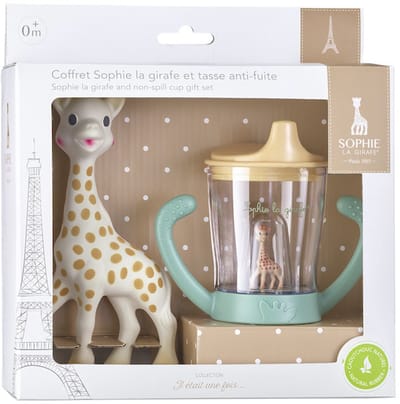 Gift Set – Sophie de giraf en Lekvrije Beker met Mascotte – Babycadeau Set