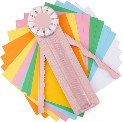 Randsnijder Papier - Kaartsnijder - Hobby Projecten Maken - 12 Snijvarianten - 20 x 15 cm - Roze