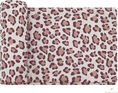 Rammelaar&Co - Hydrofiele Doek XL - 120x120 cm - 70% Bamboe & 30% Katoen - Zacht en Soepel - Panterprint Bruin - Inbakerdoek - Spuugdoek - Kraamcadeau – Inbakeren