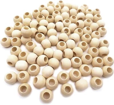 Ronde Houten Kralen 20mm voor Schilderen, Handgemaakte Kralen met 10mm Gat voor Sieraden Maken en Knutselen in Natuurlijke Houtkleur