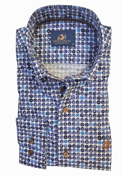 Eden Valley - Lange mouw overhemd - Mannen - 4XL - Blauw - Katoen - 216246-35-Regular