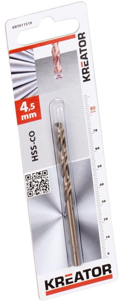 Kreator Kobaltboor KRT011510 - HSS-kobaltboren metaal Ø 4,5x80mm