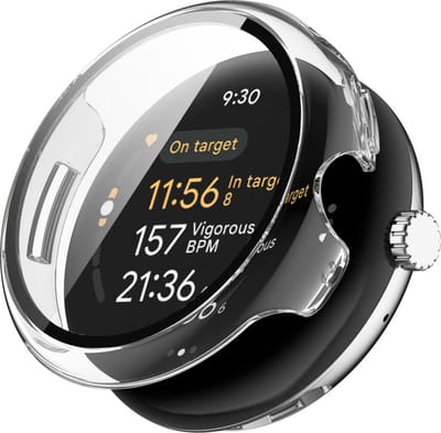 Watch case screenprotector - hoesje - gehard glas - geschikt voor Google Pixel Watch 3 (45 mm) - transparant