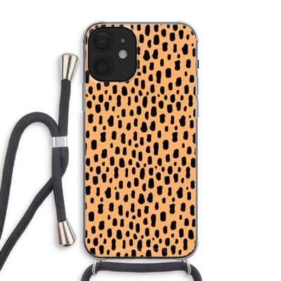 Case Company® - Hoesje met koord geschikt voor iPhone 12 hoesje met Koord - Panter - Telefoonhoesje met Zwart Koord - Bescherming aan alle Kanten en Over de Schermrand