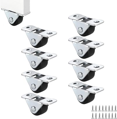 Mini meubelwielen 12 mm rubber - 8 stuks - lage model rolwielen met 24 kg draagvermogen - zwarte wielen voor kasten en lades