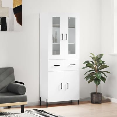 vidaXL - Hoge - kast - 69,5x34x180 - cm - bewerkt - hout - wit