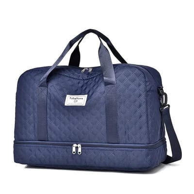 PolkaHome® Reistas – Handbagagetas – Sporttas – Weekendtas – Zwemtas – Waterdichte Reistas – Plunjezak – Fitnesstas – Trainingstas – Ziekenhuistas met Schoenenvak – 43x25x50 cm – Lichtgewicht Ruitpatroon (Donkerblauw)