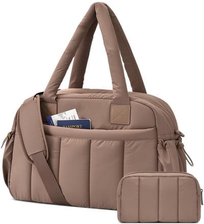 Thijox - Reistas 24L, Opvouwbare Sporttas, Weekendtas met PVC Natte Tas, Bruin, Duffle Bag, Luiertas, Handbagage, Gymtas, Voor Vakantie en Sport
