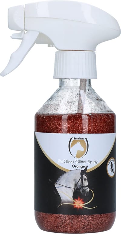 Excellent Hi Gloss Glitter Spray - Oranje - Glitterspray Paard of Pony - Vacht, Manen of Staart - 250 ml - Boerderijdieren