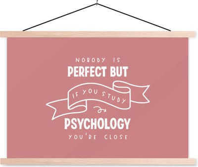 Posterhanger incl. Poster 90x60 cm - Schoolplaat - Studenten - Studeren - Psychologie - Quotes - Textielposter - Blanke latten