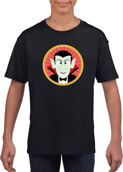 Halloween vampieren t-shirt zwart jongens en meisjes - Halloween kostuum kind 110/116
