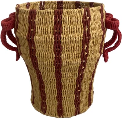 Mica Mand Boog Rood FSC H32 x D27 cm – Decoratieve Opbergmand – Duurzame Mand met Handvat