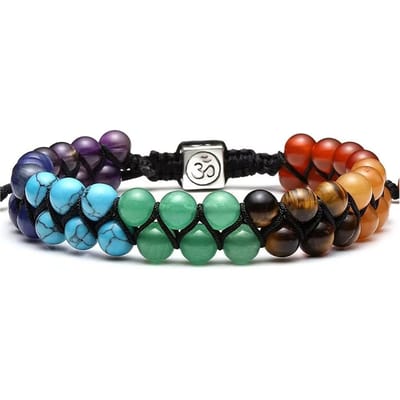 Chakra-behandelingsarmband met kristallen, yogastenen, verstelbare kralenarmband, meditatie-, ontspannings- en angstverminderende armband voor vrouwen. black