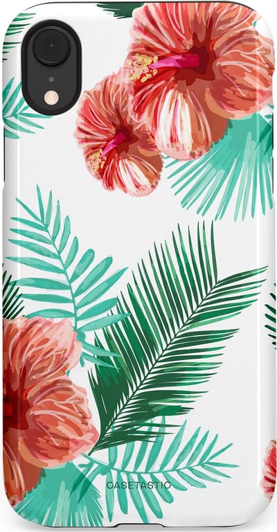 Casetastic Hoesje Geschikt voor Apple iPhone Xr - Stijlvolle Beschermende Duo-layer Case - Exotisch Roze Flora