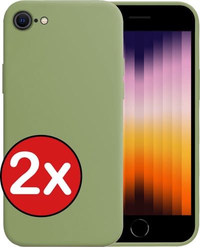 Hoesje - 2 Stuks - Geschikt voor Apple iPhone SE (2022) - Sterk & Shockproof - Telefoonhoes - Back Cover - Case Siliconen - Telefoon Hoes - Groen