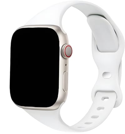 Innerlight® Elle - Wit - 38mm / 40mm / 41mm - OneSize - Smal Siliconen bandje geschikt voor Apple Watch - Geschikt als Apple watch bandje voor Series Geschikt voor Series 1/2/3/4/5/6/7/8/9/ 10 42mm/ 11 42mm/SE