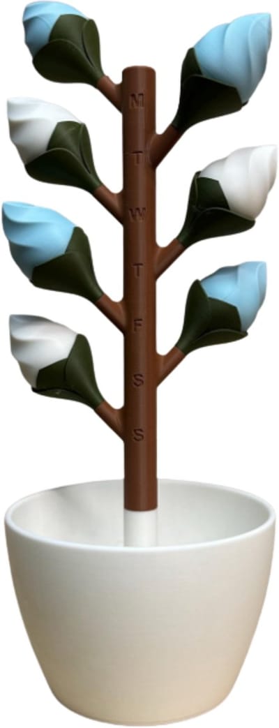 Bloemenboom Medicijn Organizer – Pillendoos 7 Dagen – Decoratieve Pillenhouder – 3D-geprint