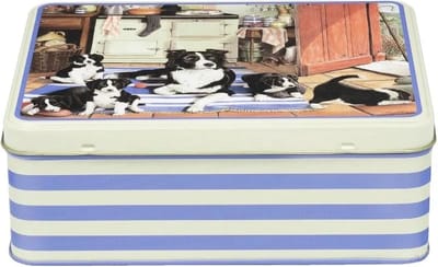 Blik Honden familie in de keuken 19,5x15,5x7,5cm