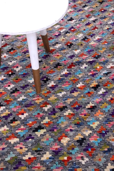 Kleurrijk Tapijt Laagpolig Handgeweven Wollen Vloerkleed - Koho Afghan Kelim 145x110 - 145x110cm- Modern - Woonkamer - Salon - Slaapkamer - Eetkamer