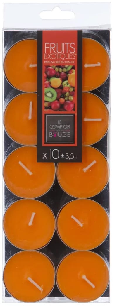 Atmosphera Geurtheelichtjes - 10x stuks - Exotisch Fruit geur - was/paraffine - 3,5 branduur