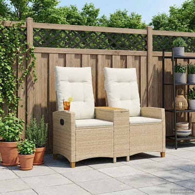 vidaXL - Ligbank - met - Tafel - 2 - -Seater - 126 - x - 65 - x - 112 - cm - poly - rattan