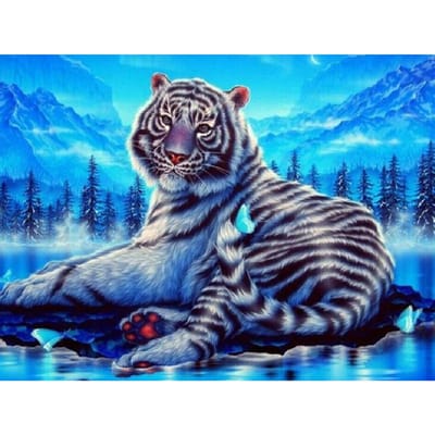 5D Diamond Painting Tijger volledige boor ronde diamant borduurwerk kruissteek 20X30CM blue