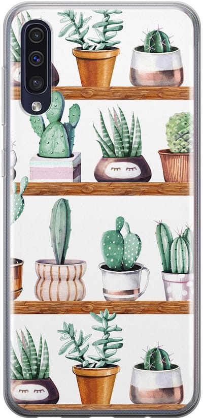 Leuke Telefoonhoesjes - Hoesje geschikt voor Samsung Galaxy A70 - Cactus - Soft case - TPU - Planten - Groen