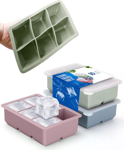 Solud® ijsblokjesvorm met deksel (3 Stuks) - 18 ijsblokjes 5,8 cm grote ijsblokjes - Ijsblokjesvormen - ijsvormpjes - ijsblokjes - BPA Vrij 100% Silicone -