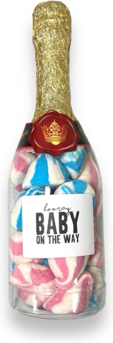 Geboorte fles met roze / blauw spekjes - 250 gram - Gender reveal - Babyshower - Kraamcadeau - Kraamkado - Girl & Boy