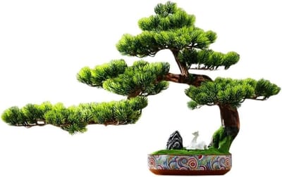 Kunstmatige Bonsaiboom - Decoratieve plant - Interieur decoratie - Natuurlijke houten takken - 70x23x42 cm - Groen