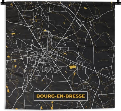 Wandkleed - Wanddoek - Kaart - Plattegrond - Frankrijk - Bourg-en-Bresse - Stadskaart - 180x180 cm - Wandtapijt