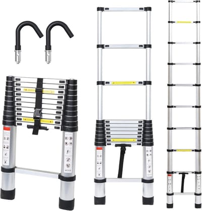 Telescopische Aluminium Ladder met Afneembare Haak - Uitschuifbaar en Antislip - Max. 150 kg