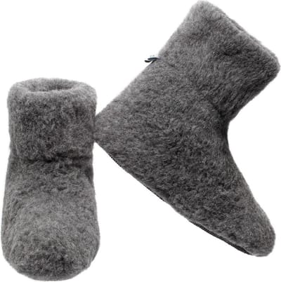 LuLu – Hoge Wollen Sloffen / Pantoffels – Dames en Heren – Grijs - Laarsmodel – maat 37